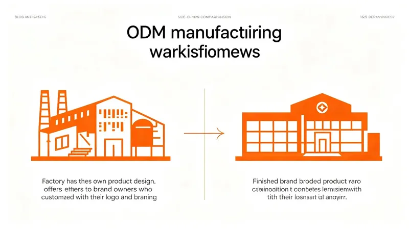 ODM manufacturing workflow showing factory's own design offered to brand owners