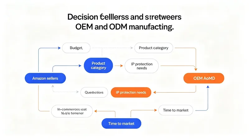 Decision flowchart helping Amazon sellers choose between OEM and ODM manufacturing